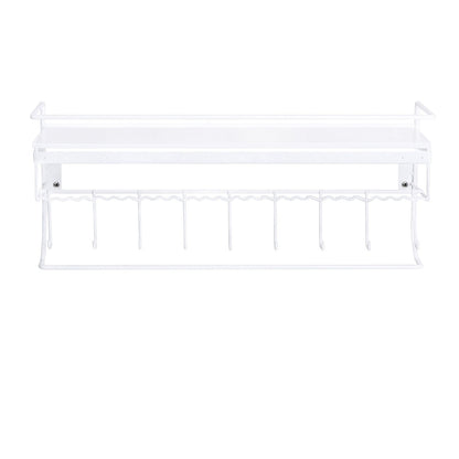 JackCubeDesign White Metal Necklace Jewelry Organizer Wall Mount Jewelry Holder Shelf Mounted Hanging Storage Hooks for Necklace, Earrings, Sunglasses, and Aesthetic Room Decor – MK238B