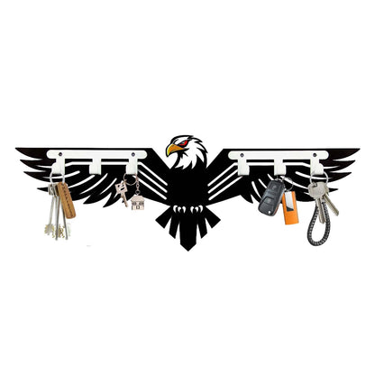 Eagle Key Holder Wall Mount - Metal Eagle Key Holder for Wall Animal Theme Hooks Hangers Key Rack Organizer Walls Art Decor Home Hooks Decor for Storage, Living Room, Hallway, Office (Black)