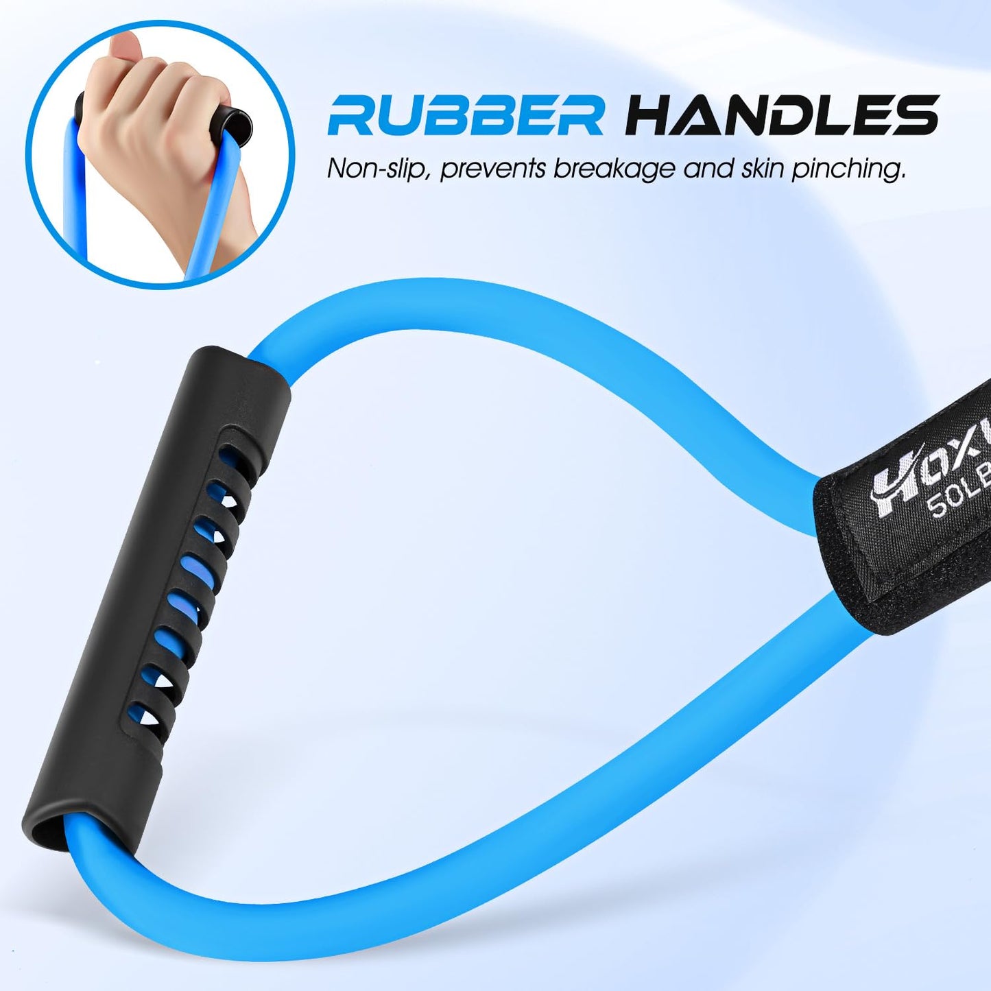 Resistance Bands, Figure 8 Resistance Band, Exercise Bands with Handles for Back, Workout Bands for Arms, Shoulder, Leg, Physical Therapy, Pilates, Home Gym Workout Equipment for Women Men