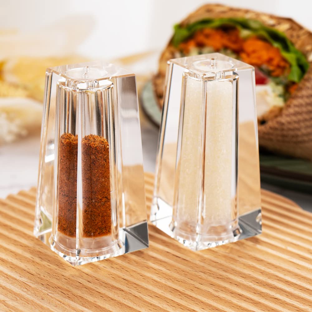 Maxistal Salt and Pepper Shaker Set Spice Dispenser Refillable Design Cut Crystal Seasoning Shaker Kitchen Decor for Cooking Table, RV, Dinner Party, Camping BBQ (Set Of 2)