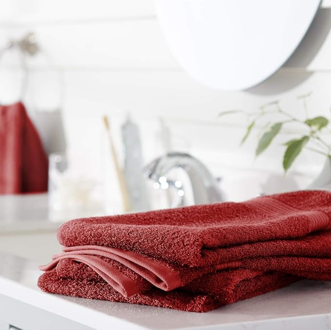 Amazon Basics 6-Piece Fade-Resistant 100% Cotton Hand Towels