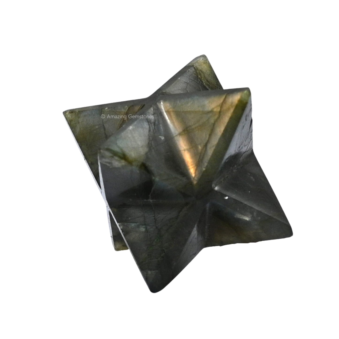 Amazing Gemstone Labradorite Merkaba Crystal - 0.75 Inches Metaphysical Merkaba Star for Meditation - Energetic Tetrahedron Crystal and Healing Stones for Spiritual Growth and Healing (15-20mm)