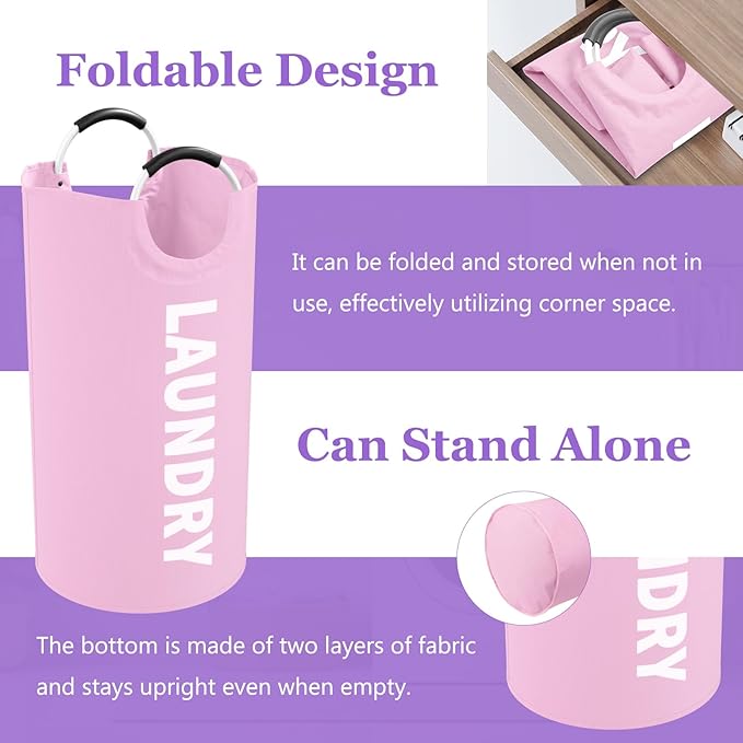 2Pcs Folding Laundry Basket for Adult, 95L Portable Laundry Baskets