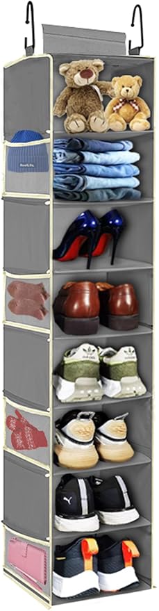 Large-Sized Hanging Shoe Organizer 8-Shelf, Hanging Closet Organizer