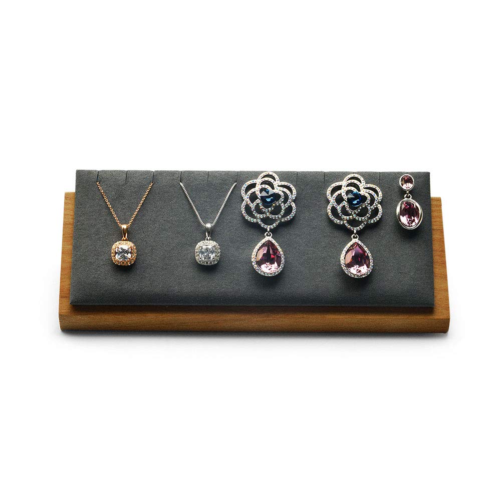 Oirlv Solid Wood Jewelry Display Stand Necklace Pendant Earring Showcase Organizer Triangular Plane Display(Grey Triangular Necklace Holder)