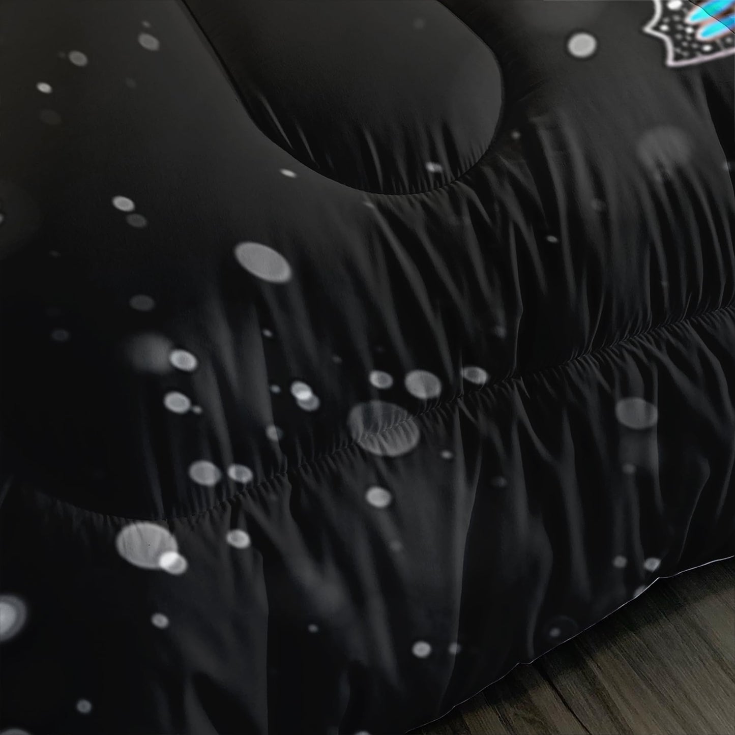 Tuzaovy Skull Bedding Set Queen Size,Goth Bedding Sets Queen with Comforter,Skull Comforter Set,Rose Comforter Halloween Skull Bed Comforter,Blue Comforter Black Bedding Skull Quilt