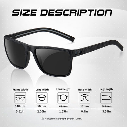 Square Polarized Sunglasses for Men and Women Lightweight Frame Sun Glasses with UV Protection