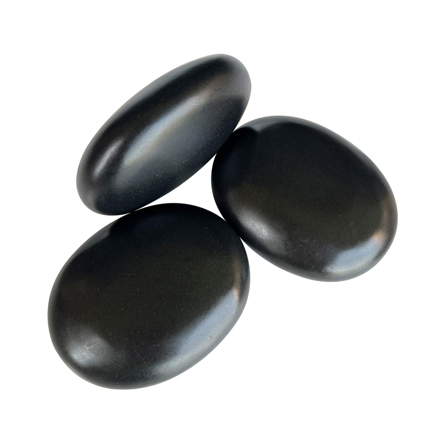 MINGJISHIYE Hot Stone Massage, 3 piece Set Large Oval Hot Stone 3.58x2.78x1.19 inches, Basalt Home spa, Relaxation, Massage Treatment (3PCS)