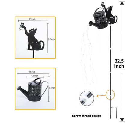LGEYHAN Black Cat Gifts - Solar Cat Garden Statue,Black Metal Garden Decor,Yard Decor Stakes with Lantern, Gifts for Women Mom and Grandma or for Cat Lovers