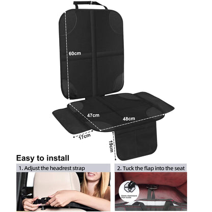 HONZUEN Baby Car Seat Protector Universal Thick Child Seat Protector with ISOFIX with Mesh Pockets Non-Slip Black Child Car Seats Covers Protectors for Kids Seat Liner 1 Pack