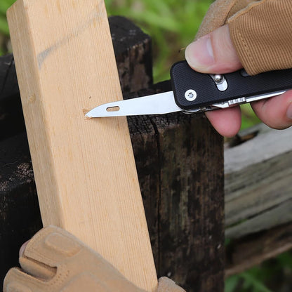 ROXON S503G 9 in 1 Mini Multi Tool EDC Pocket Knife Multitool with G10 Handle,Scissors,Screwdriver,Threader,Awl, Flat Screwdriver,Ruler,Tweezers for Outdoors Fishing Camping,Gifts for Men