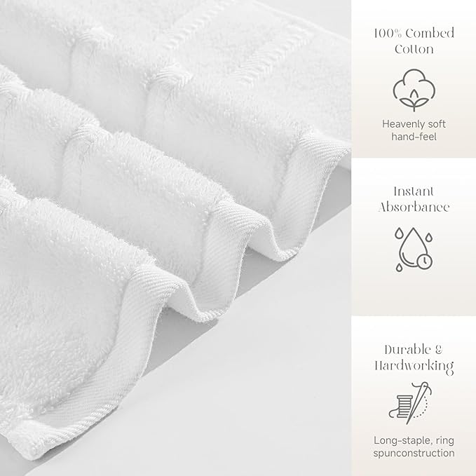 Simple&Opulence 4 Pcs Premium Hand Towels 16"x28", 600 GSM 100% Ring Spun Cotton