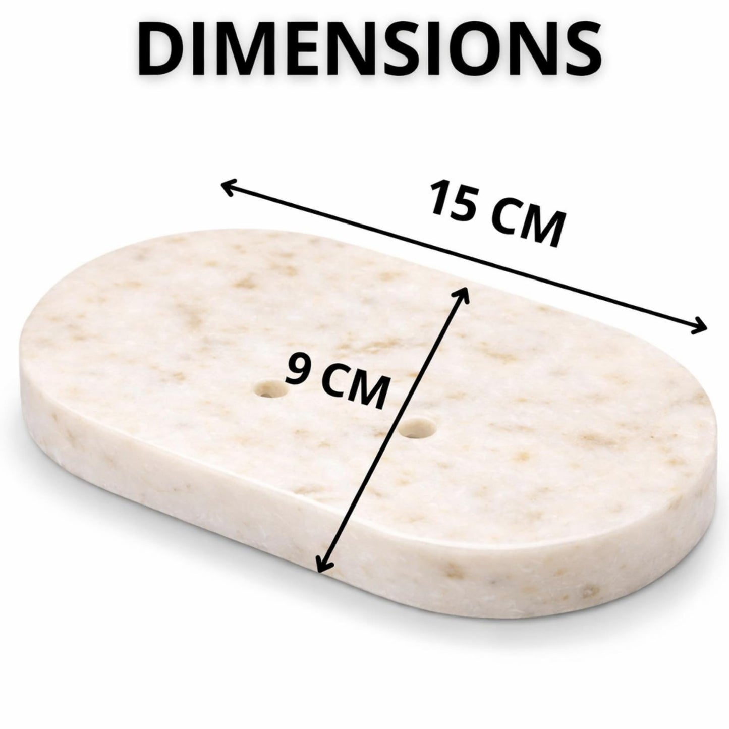 KC KULLICRAFT Marble Soap Dish Draining, Soap Dish for Shower, Bathroom, Sink Bath tub Dish, Soap Bar Holder, Soap Case, Holder for Sponges Hand Soap - Solid Oval Polished White