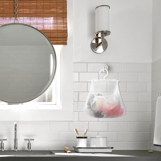 Mesh Storage Hanging Bag with Swiveling Hook