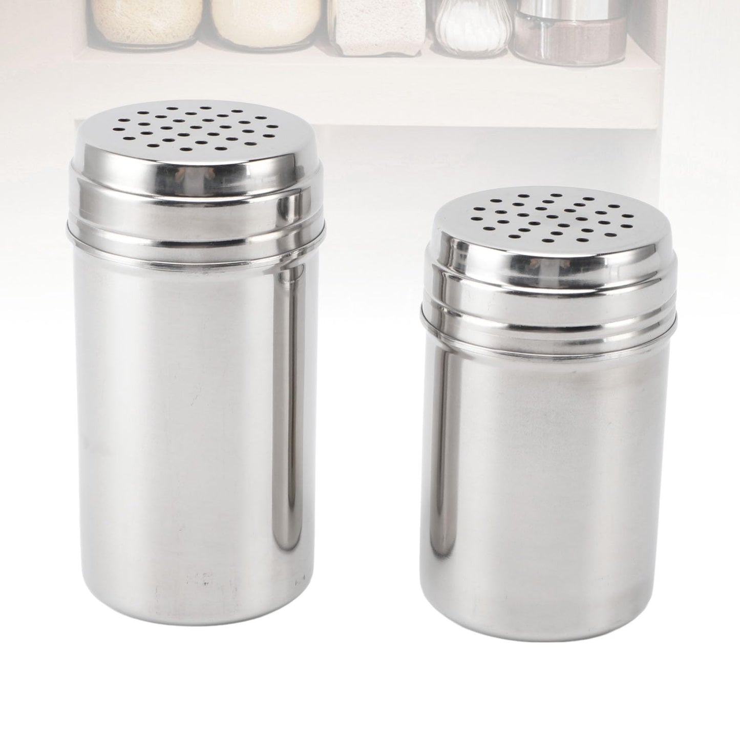 Condiment Shaker, 2PCS 304 Stainless Steel Adjustable Pour Holes Seasoning Dispenser Container Restaurant Organizing Cup for Kitchen Barbecue Camping (Type 2)
