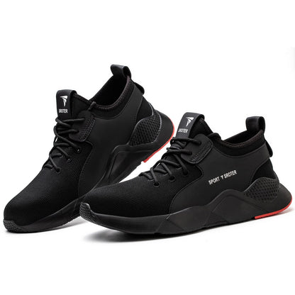 Black Safety Shoes Mens Safety Trainers Womens Steel Toe Cap Trainers Work Boots Lightweight Breathable Industrial Sneakers Black UK 9