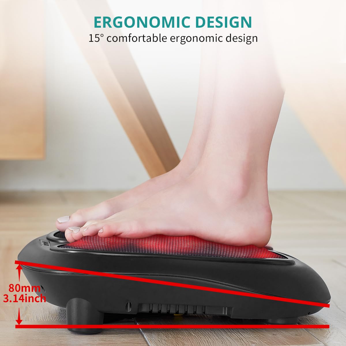 Nekteck Foot Massager with Heat, Shiatsu Heated Electric Kneading Foot Massager Machine for Neuropathy, Plantar Fasciitis, Feet Massage for Pain Relief, Circulation, Ideal Gifts for Man Woman Her Him