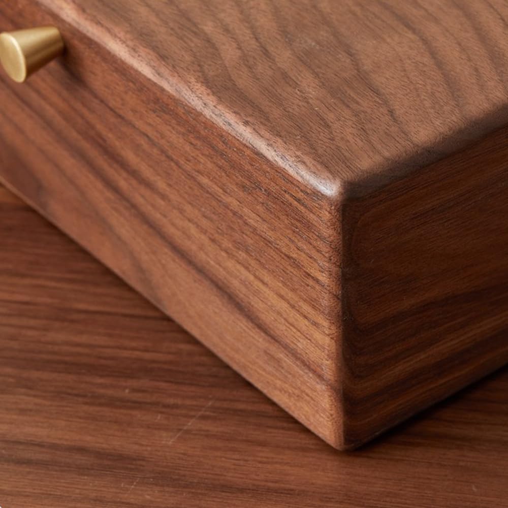 Piwah Black Walnut Solid Wooden Jewelry Box for Women, 2 Layer Classical Organizer with Removable Tray for Rings Necklaces Earrings Bracelet Watch Storage Birthday Gifts (2 Layer - White velvet)