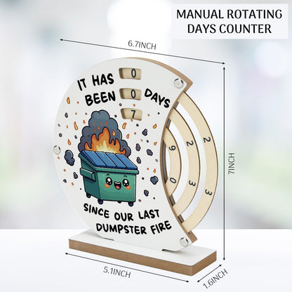 Funny Dumpster Fire Desk Accessories Manual Rotating Wooden Office Decor Dumpster Fire Gifts for Women Men Boss Leader Coworker Admin Day Secretaries Day Decor 7 × 6.7 inch
