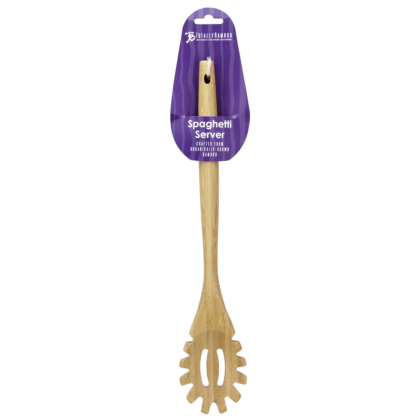 Totally Bamboo 14" Spaghetti Spoon – Natural Bamboo Pasta Server with Teeth | Eco-Friendly, Nonstick Safe, Durable Kitchen Utensil
