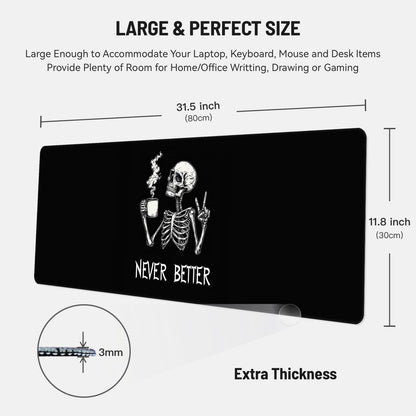 Stanoha Mousepad Desk Mat Gaming Large Keyboard Cute Office Desktop Computer Laptop XXL Long Big Kawaii Aesthetic Girly Pretty Design Women Girl Gamer Oversized Wide 30x12'' Mousepad, Skeleton Coffee