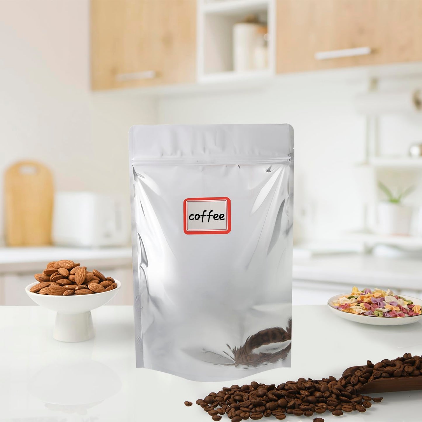 100 Pack 5.5 x 10 Inch Stand Up Pouch Bags Zipper Mylar Bags Clear Front with Aluminum Foil Back Reusable Food Storage Bag for Multipurpose with Gusset Bottom(5.5mil Thickness)