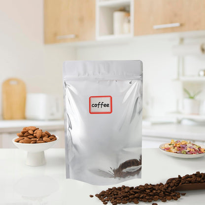 100 Pack 5.5 x 10 Inch Stand Up Pouch Bags Zipper Mylar Bags Clear Front with Aluminum Foil Back Reusable Food Storage Bag for Multipurpose with Gusset Bottom(5.5mil Thickness)