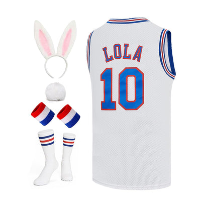 Mens Basketball Jersey Lola #10 Space Movie Jersey Hip Hop Sports Shirt Halloween Party #10 White Medium