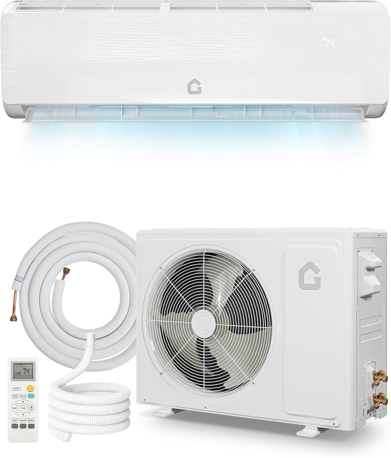 Towallmark 12000 BTU Ductless Mini Split AC/Heating System, 19 SEER2 4-in-1 Inverter Heat Pump for Up to 550 Sq.Ft, 115V with Installation Kit, Wall Mount Low Noise Air Conditioner, White