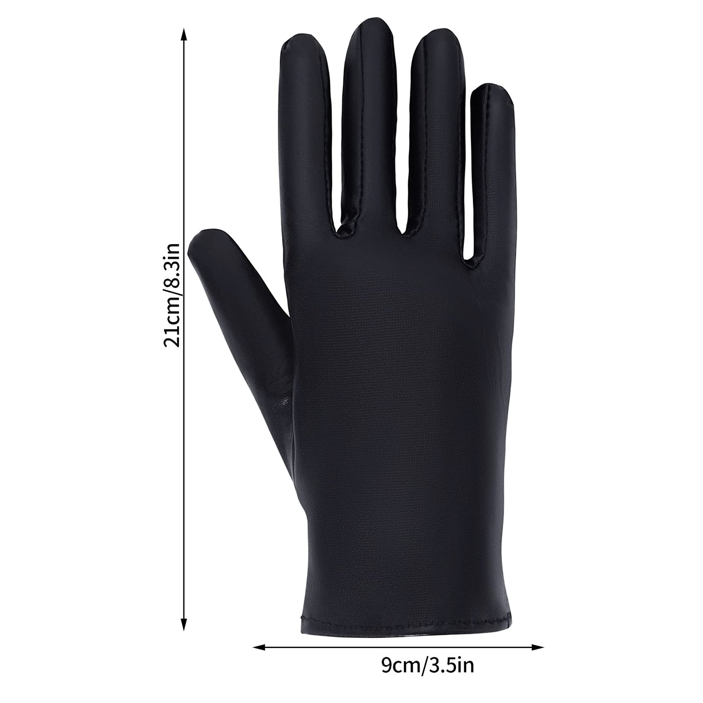 Rbenxia 1 Pair of Black Shiny Metallic Spandex Gloves Faux Leather Cropped Gloves for Halloween Cosplay Costume Party Favors