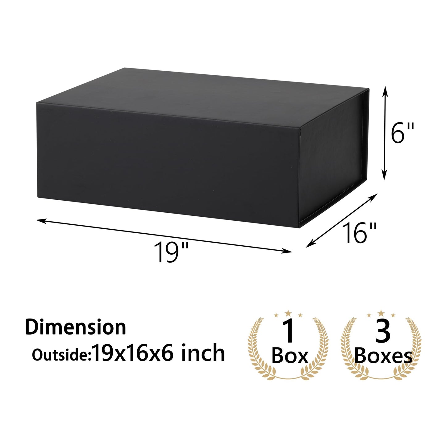 MUMUPACK Black Gift Box,19x16x6 Extra Large Gift Boxes With Lids For Presents Includes Ribbon And Diy Printable Sticker Paper,Bridesmaid Proposal Box,Magnetic Gift Box For Birthday,Wedding,Graduation