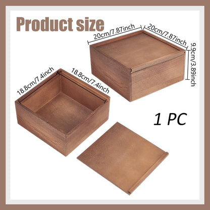 AHANDMAKER Wooden Keepsake Box, Personalized Engraved Wood Memory Box with Sliding Lid Rustic Storage Case for Jewelry Letters Wedding Anniversary Birthday Valentine's Day Gifts, 7.9x7.9x3.9 Inch