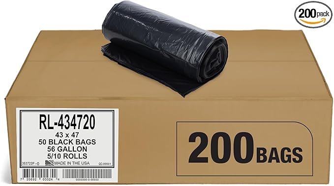 Aluf Plastics 56 Gallon Trash Bags 43" x 47"