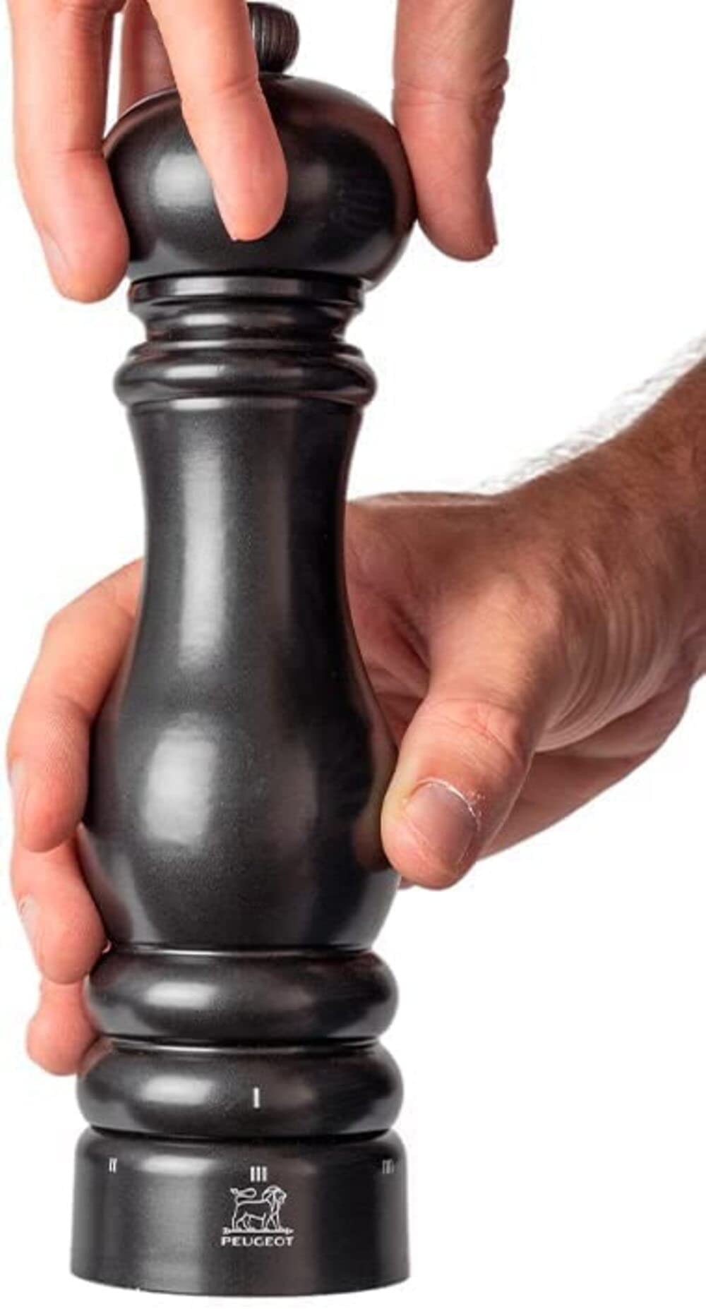 PEUGEOT - Paris u'Select Zirlion Salt Mill, Satin Black, 9 in - Adjustable Grind - Made in France - Sustainably Sourced Wood