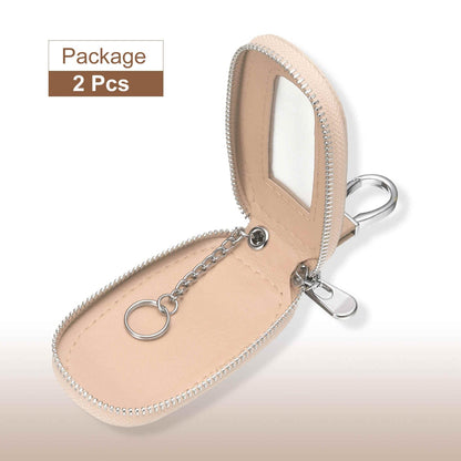 HARFINGTON 2Pcs Universal Premium Car Key Fob Case Genuine Leather Key Fob Protector Cover Smart Key Fob Holder for Remote Key Fob, Pink