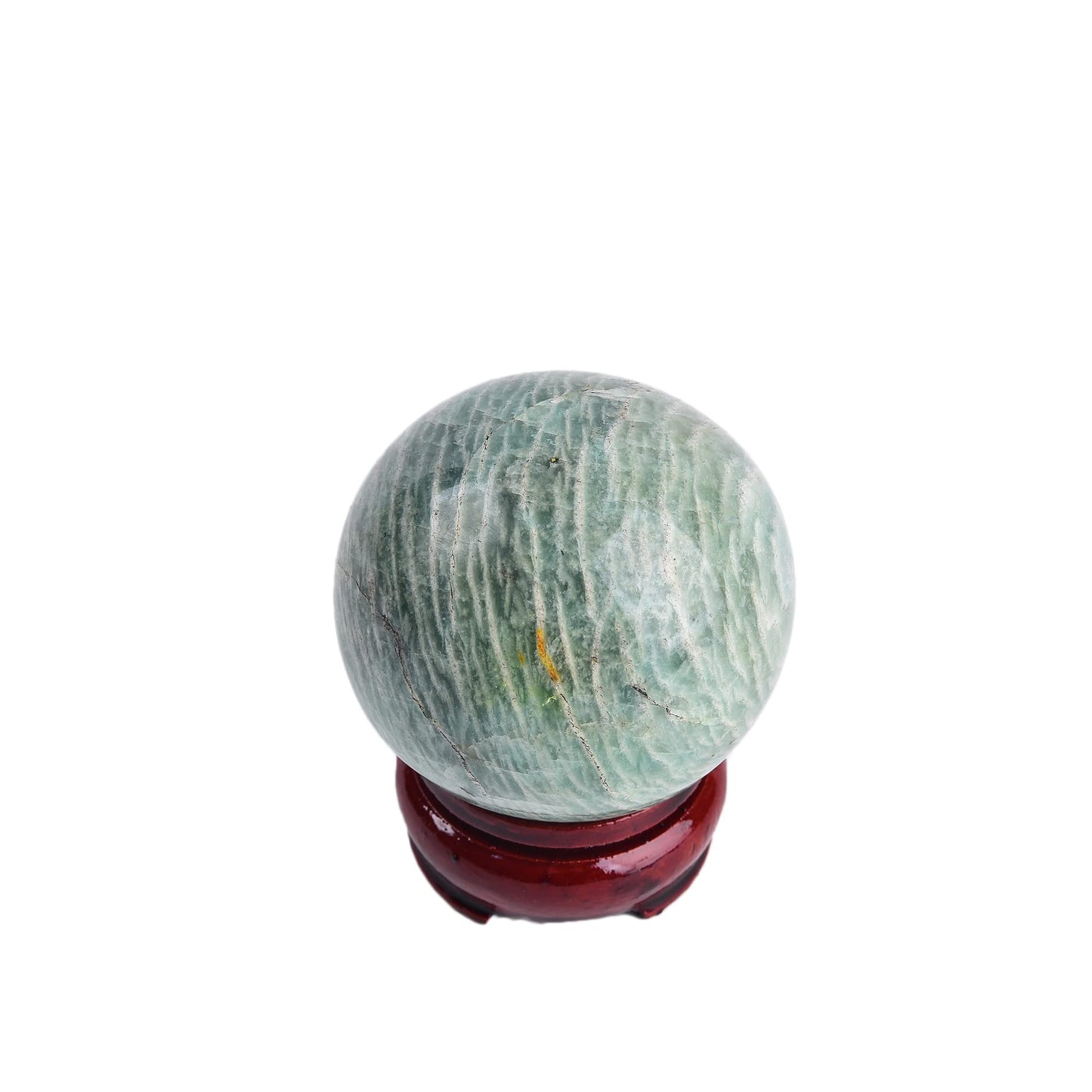 JIC Gem Natural Amazonite Crystal Ball with Wood Stand Gemstone Sphere,Polished Healing Energy Mineral Gemstone Balls for Reiki Chakra Decoration Fengshui (50-60mm)