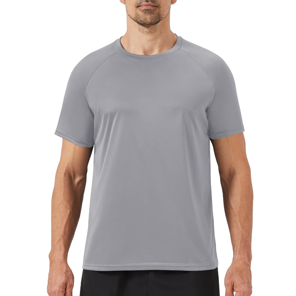 Workout Mens Shirts - Casual Black Quick Dry Moisture Wicking T-Shirts Crew Neck Short Sleeve for Gym Athletic Running