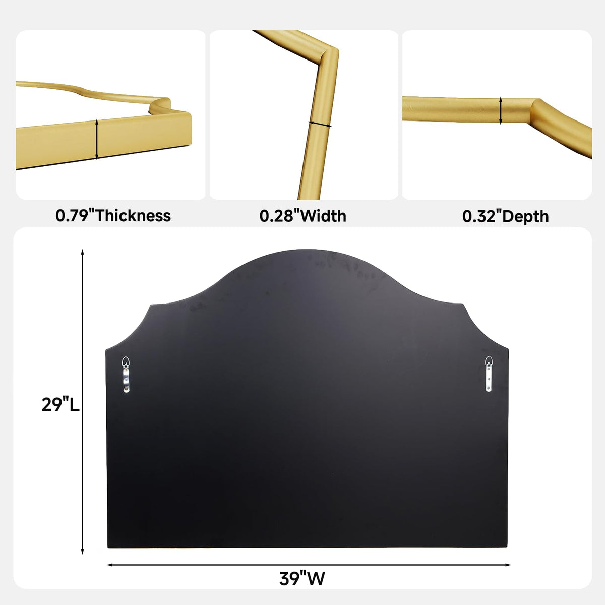 VIWILII 29"x39" Gold Arched Wall Mirror, Decorative Mirror