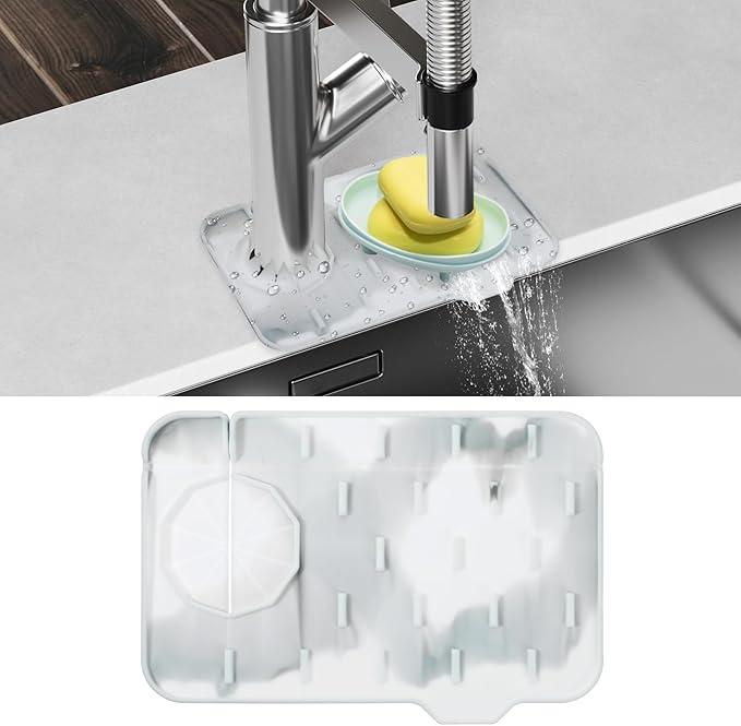 Sink Faucet Splash Guard Mat Silicone Soap Dish Pad Faucet Handle Drip Catch