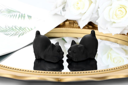 NUKAYAI 2" Black Cat Statue Obsidian Crystal Cat Decor Figurines Carved Room Decor for Desk Lazy Sculpture Handcrafted Healing Stone Natural Gemstones Spiritual Gifts for Cat Lovers
