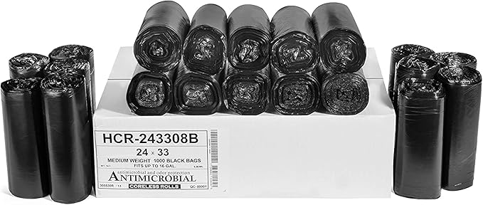 Aluf Plastics 12-16 Gallon Black Trash Bags