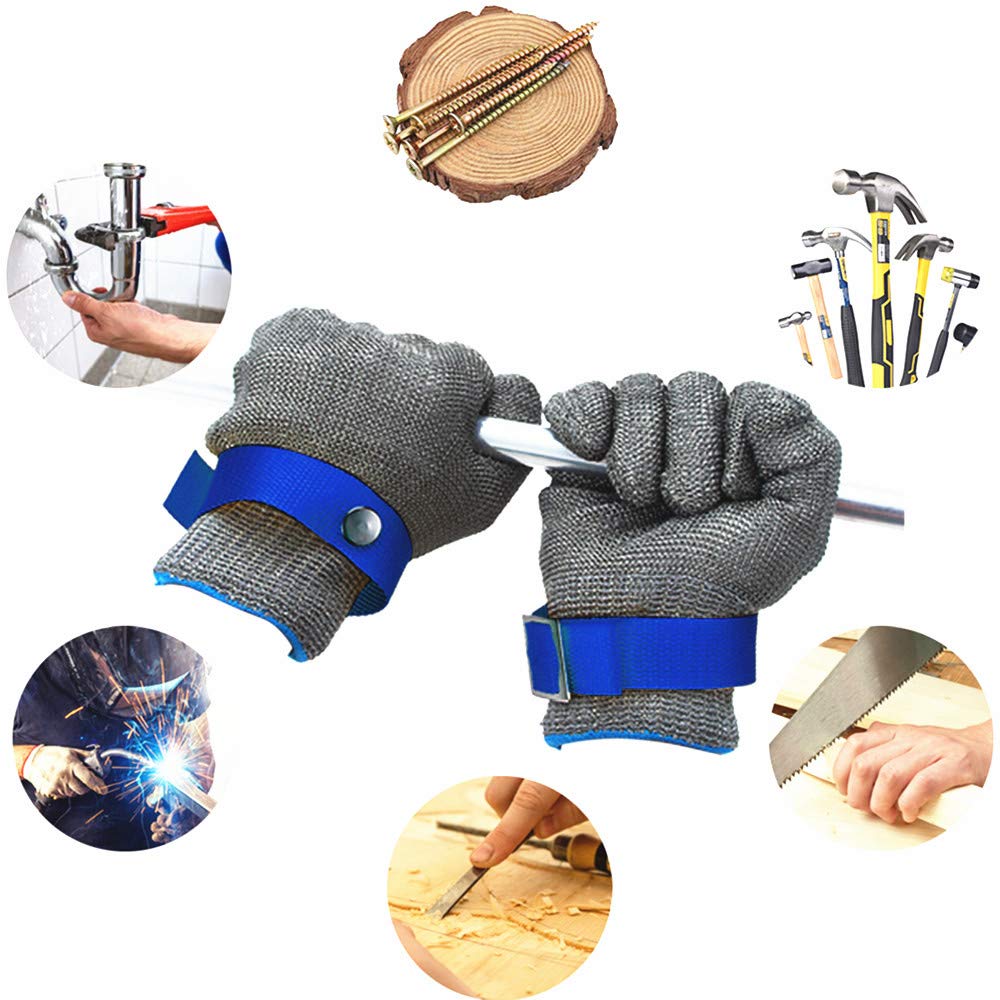 CPTDCL Level 9 Cut Resistant Glove Stainless Steel Mesh Metal Wire Glove Durable Rustproof Butcher Kitchen Cutting Protection (M)