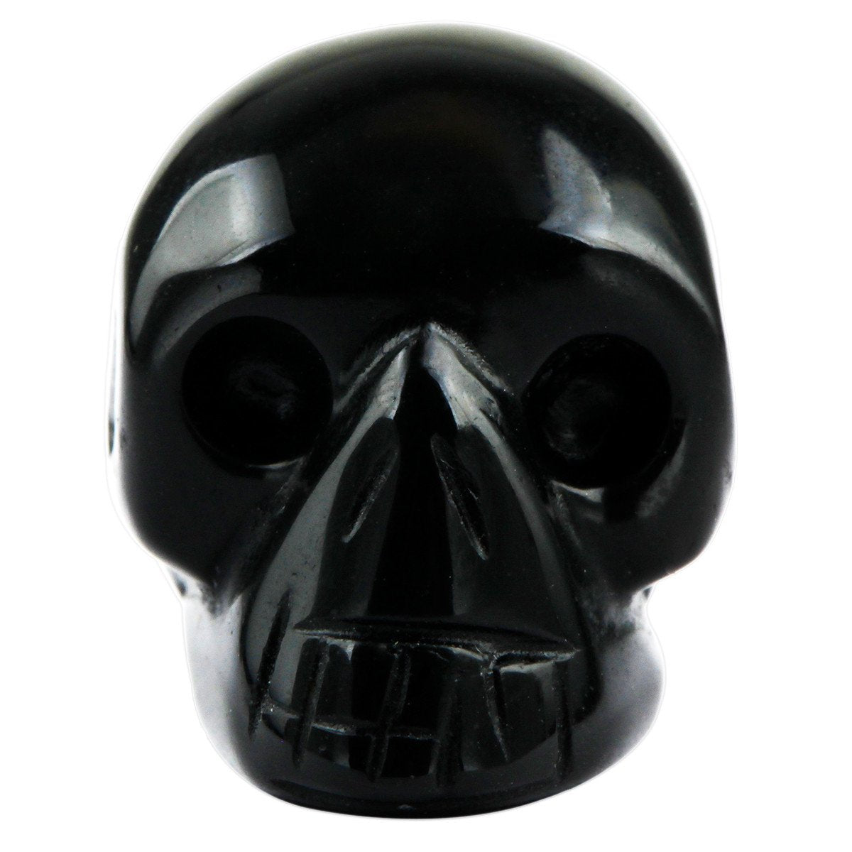 SUNYIK Black Obsidian Carving Skull Stone Pocket Statue Figurine Decor 1" Pack of 5