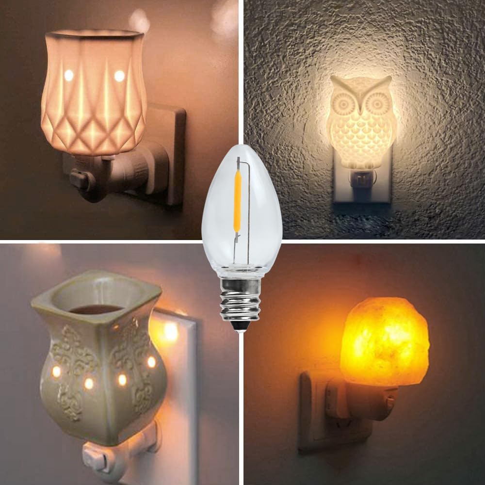 MYEMITTING Night Light Bulb – C7 E12 LED Bulbs – Candelabra, 0.6 Watt Equivalent 7W Incandescent Bulb, Warm White 2700K, Window Candles & Chandeliers Replacement Bulb, 6 Pack