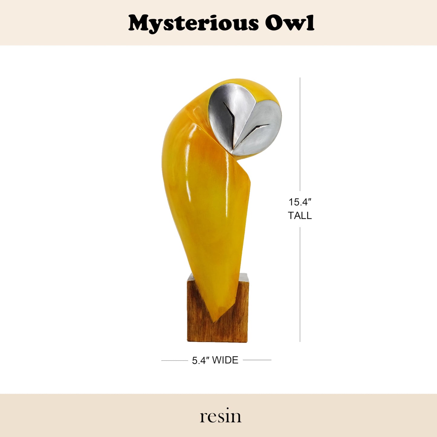 YHHRESINHOME 15 Inch Owl Statue for Home Decor Accents Office Decor, Handmade Resin Owl Sculpture for Bookshelf Desktop Mantel Cabinet Living Room Bedroom Decorations
