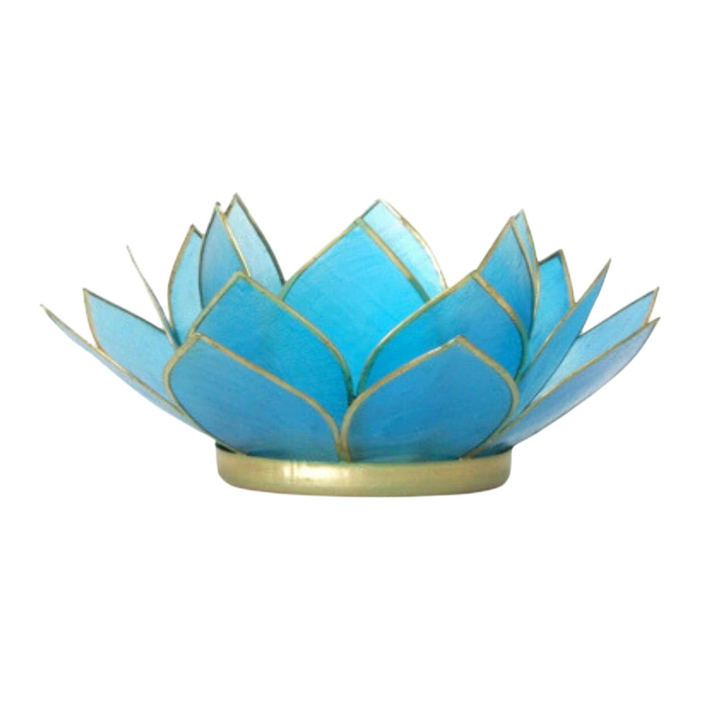 OM Gallery Gemstone Lotus Tealight Holder - Handcrafted Capiz Shell Design for Soft Glow, Elegant Home & Table Decor, Wedding Centerpieces, Votive Candle Styling, and Thoughtful Gifting - Turquoise