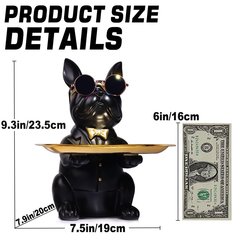 French Bulldog Gifts Statue Tray Organizer for Keys, Candy, Jewelry, Earrings, Entrance Piggy Bank - Modern Decor Resin French Bulldog Decor Entryway Table, Coffee Table, Office Desk, Home Decor