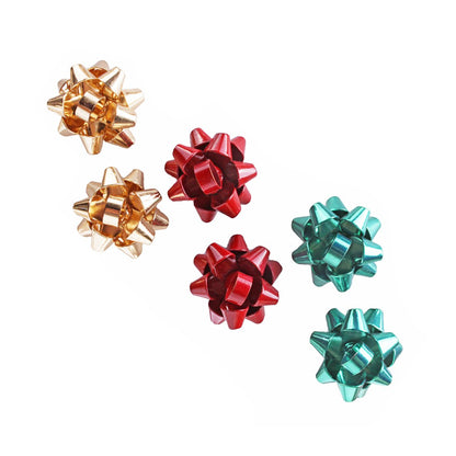 VK Accessories 3 Pair Bow Studs Christmas Earrings Santa Holiday Earrings Gifts for Women 3 Color(Green, Golden, Red)