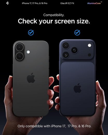 Spigen Glas.tR EZ Fit Tempered Glass Screen Protector for iPhone 17 Pro / 17, iPhone 16 Pro - 2 Pack