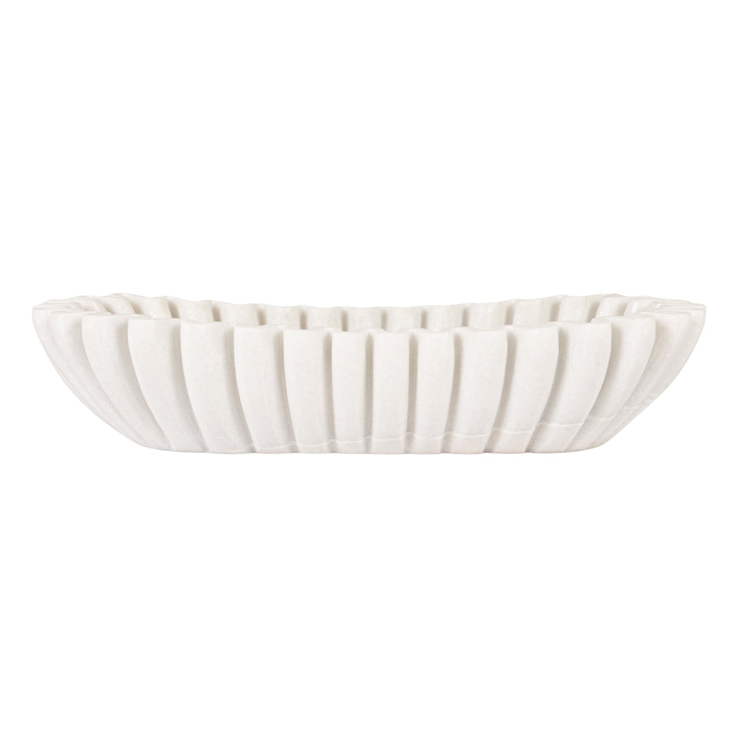 Creative Co-Op Marble Oval Ruffle Bowl, White